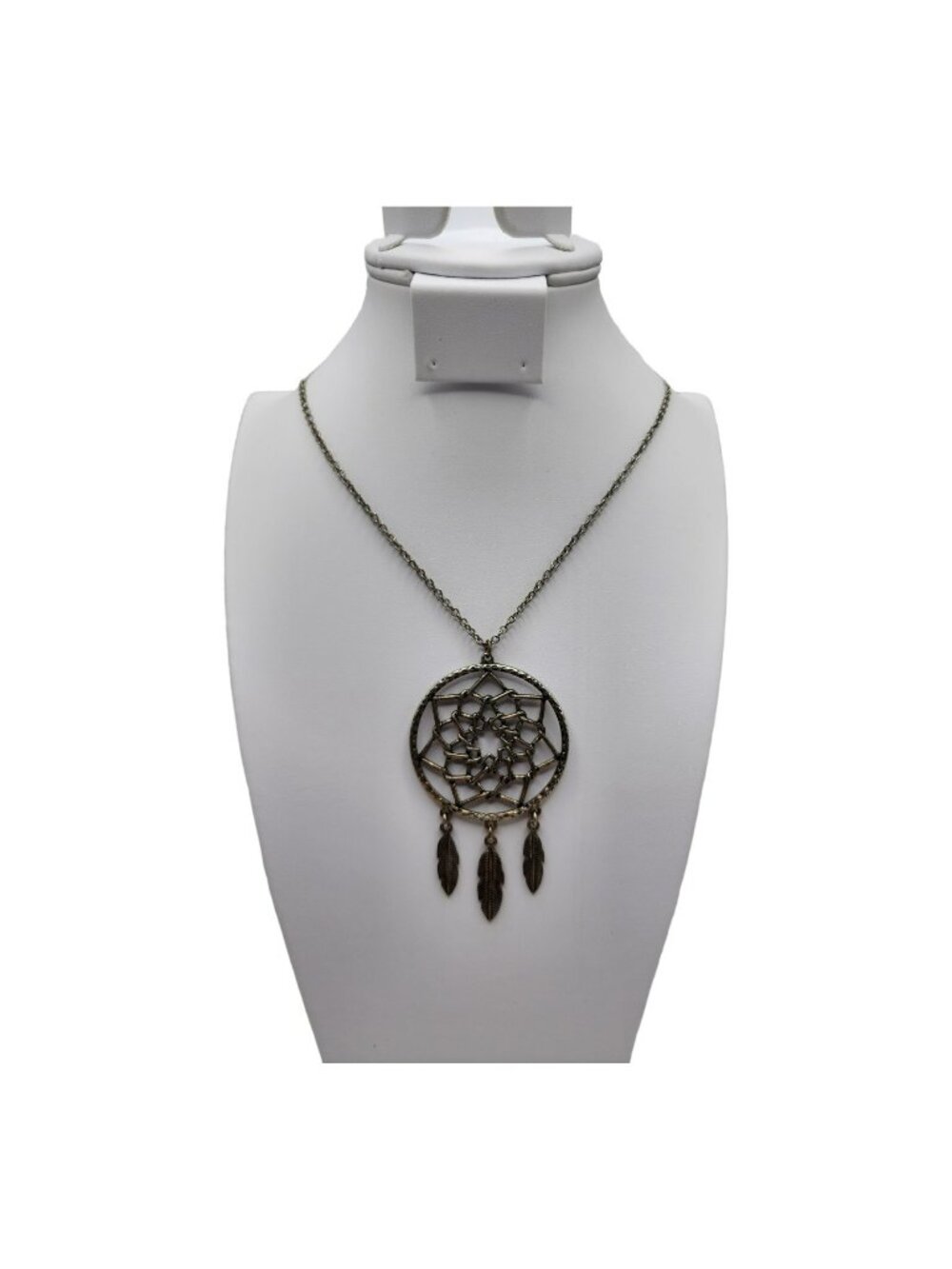 Dreamcatcher Silvertone Pendant Necklace Boho Festival